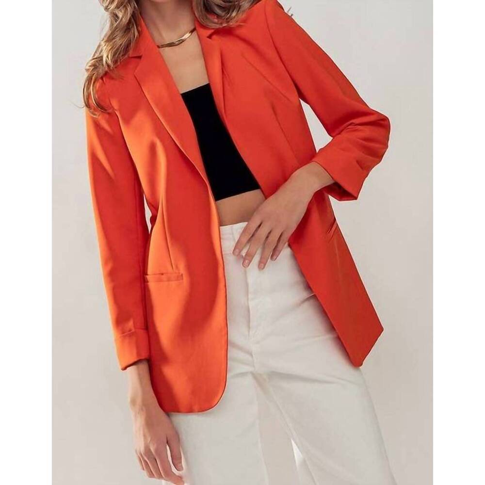 NEW URBAN DAIZY simple structured blazer with welt pockets in orange